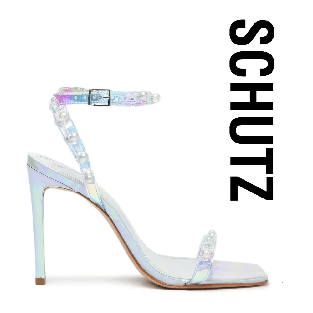 SCHUTZ Women's Pietra Sandal Sandals, Multicolor Size 8 US Stiletto